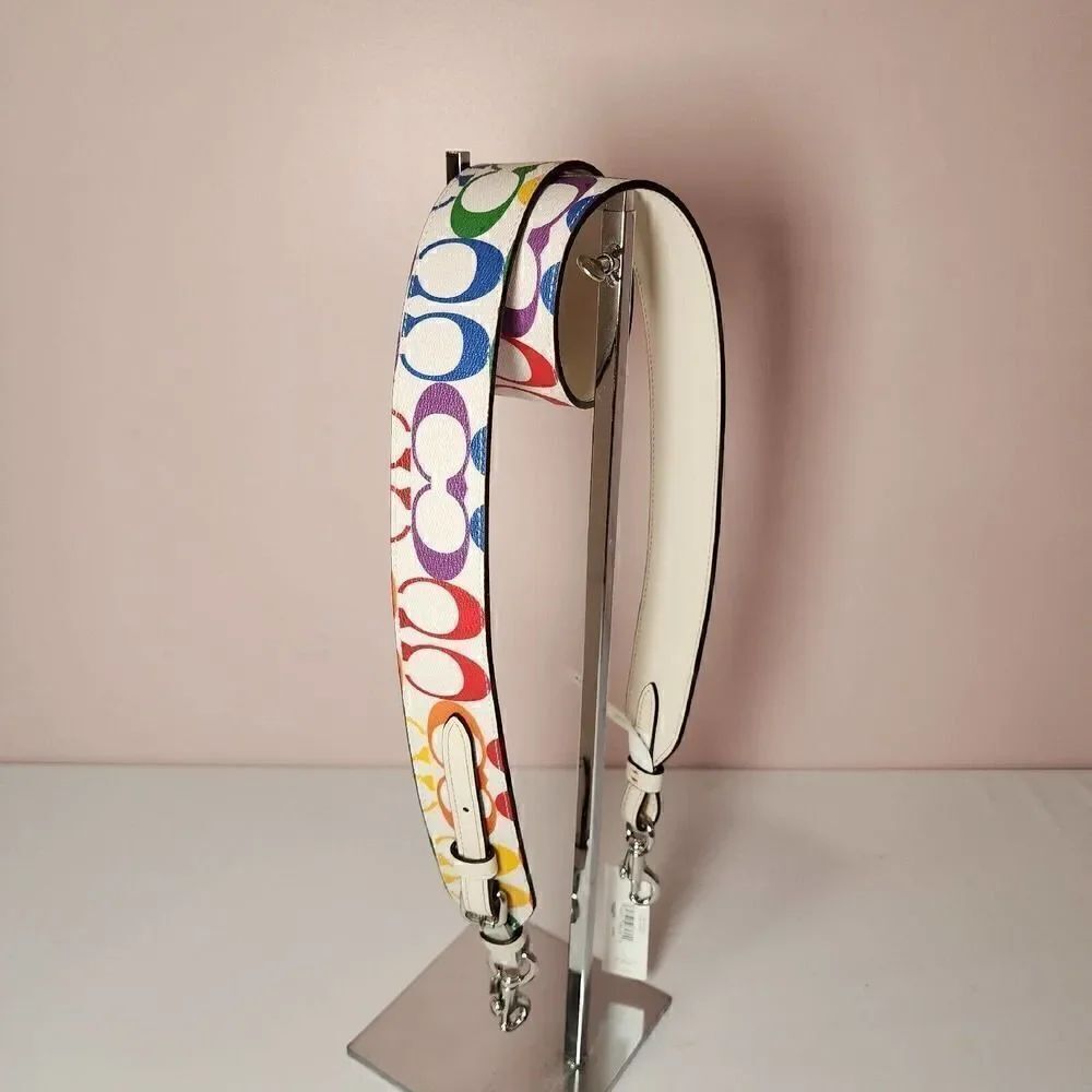 NWT Coach CJ952 Strap Rainbow Signature Canvas Pride Collection 2023 Chalk
